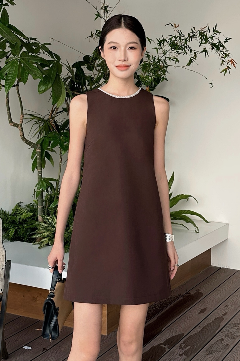 Perla Shift Dress Chestnut Brown