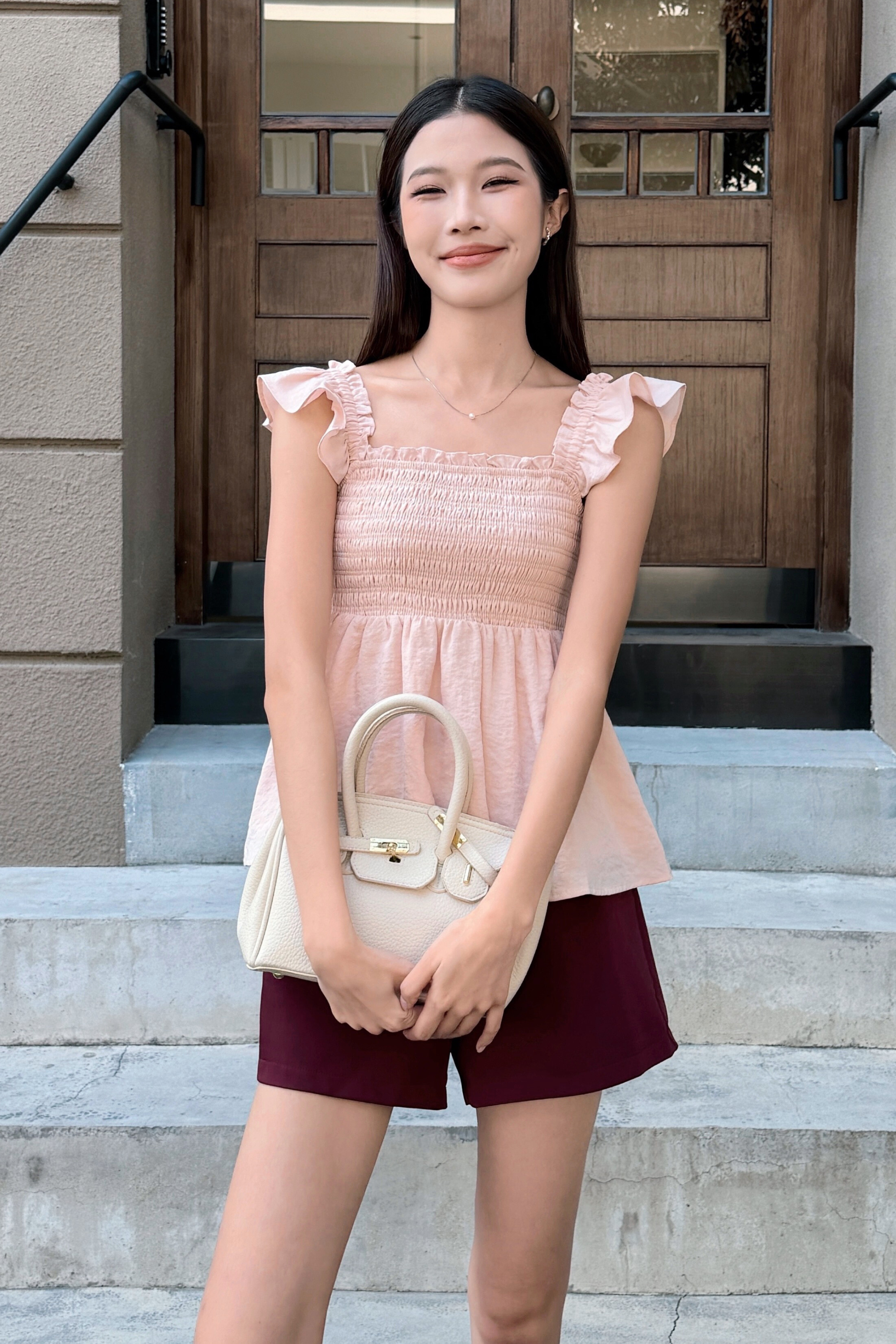 Pixie Flutter Babydoll Top Blush