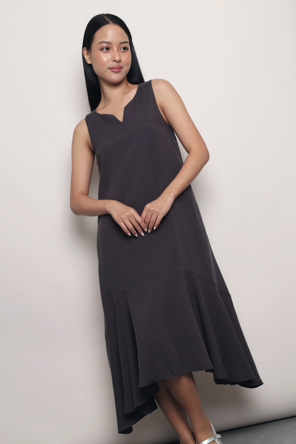 Poise in Motion Midi Dress Charcoal Grey