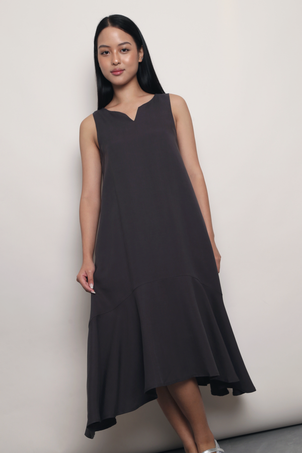 Poise in Motion Midi Dress Charcoal Grey