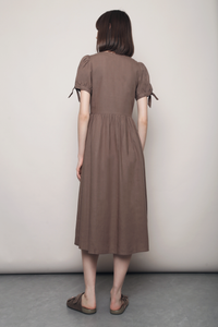 Prairie Rose Tie Sleeves Dress Cocoa