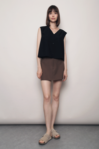 Prima Button Down Vest Top Black