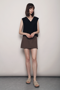 Prima Button Down Vest Top Black