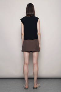 Prima Button Down Vest Top Black