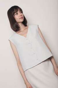 Prima Button Down Vest Top Ivory