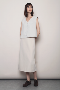 Prima Button Down Vest Top Ivory
