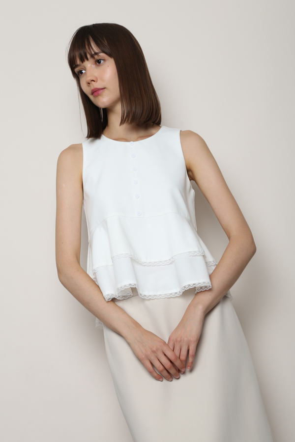 Quiet Lace Sleeveless Top White