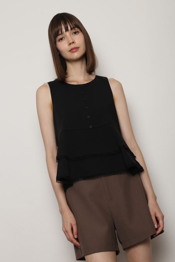 Quiet Lace Sleeveless Top Black