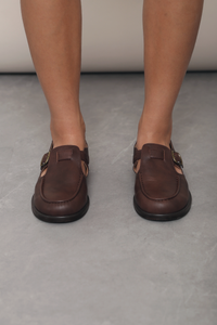 Ralph Buckle Leather Loafers Brown