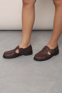 Ralph Buckle Leather Loafers Brown