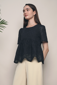 Leyna Embroidered Blouse Dark Navy