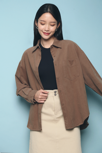 Russell Pocket Oversized Shirt Brown