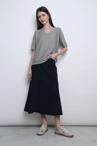 Seychelles Scallop Knit Blouse Grey