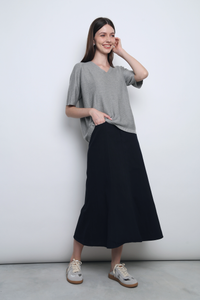 Seychelles Scallop Knit Blouse Grey