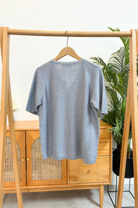 Seychelles Scallop Knit Blouse Powder Blue