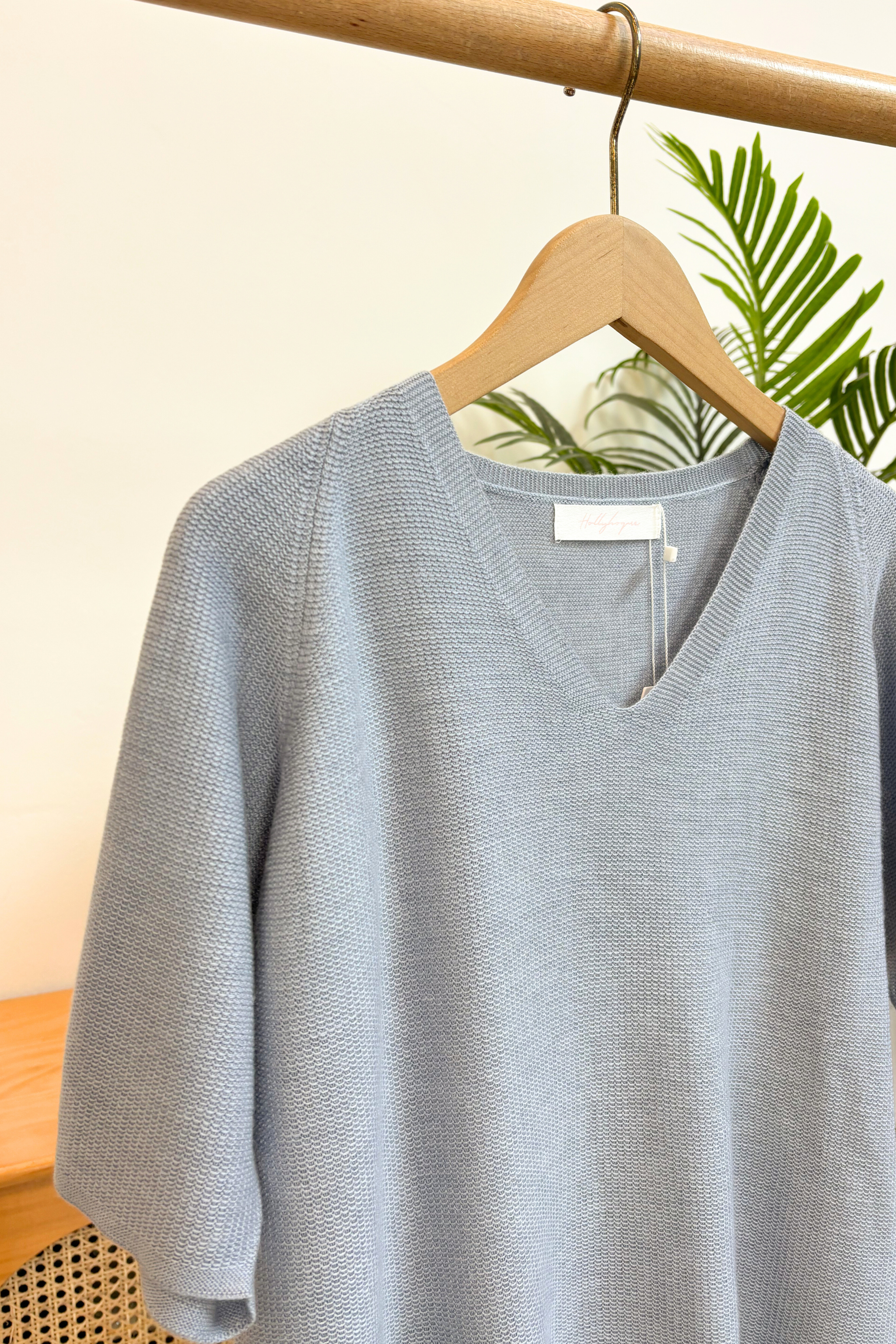 Seychelles Scallop Knit Blouse Powder Blue