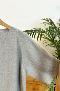 Seychelles Scallop Knit Blouse Grey