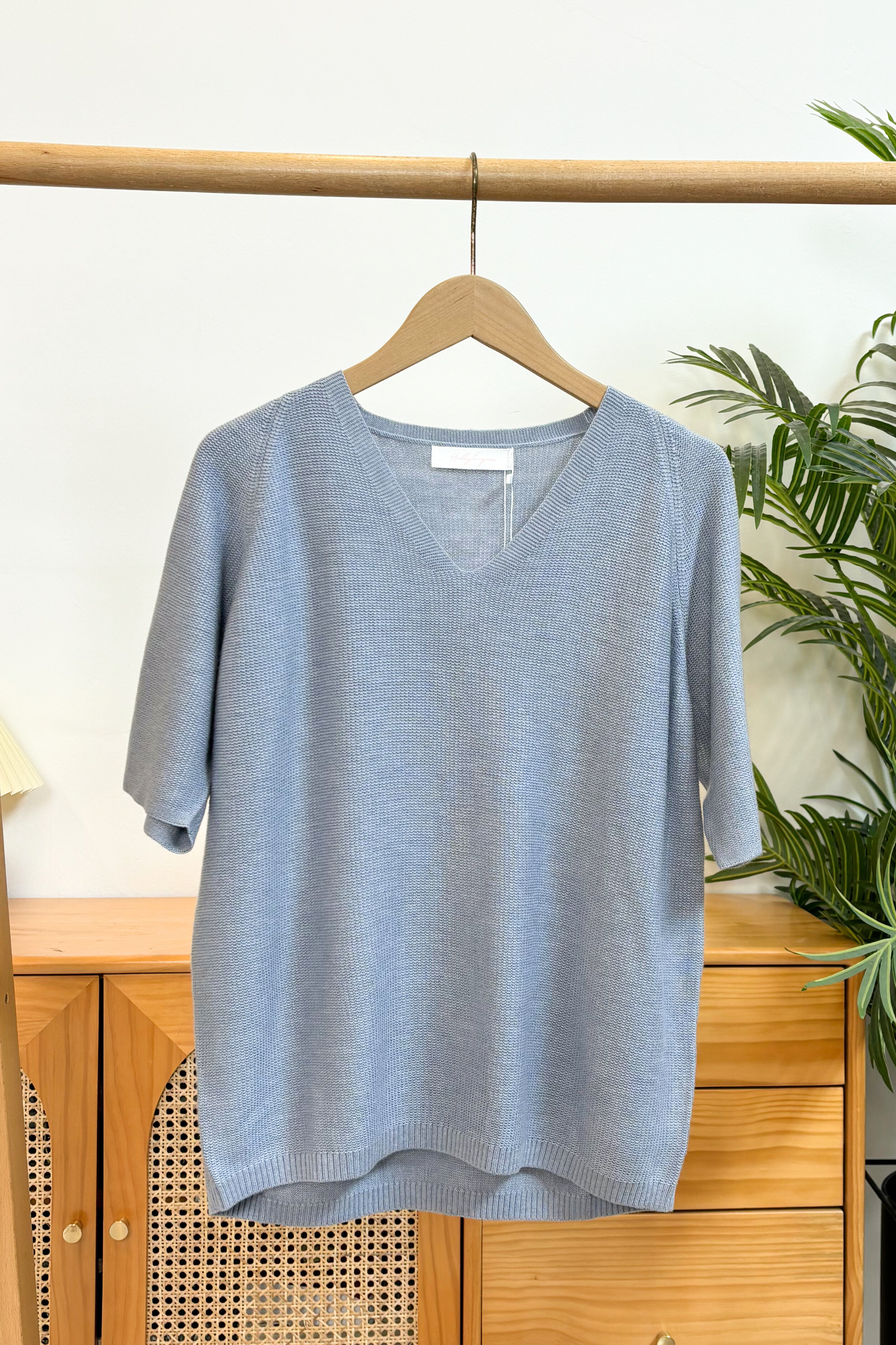 Seychelles Scallop Knit Blouse Powder Blue