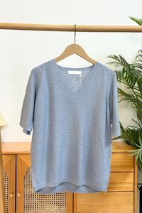 Seychelles Scallop Knit Blouse Powder Blue