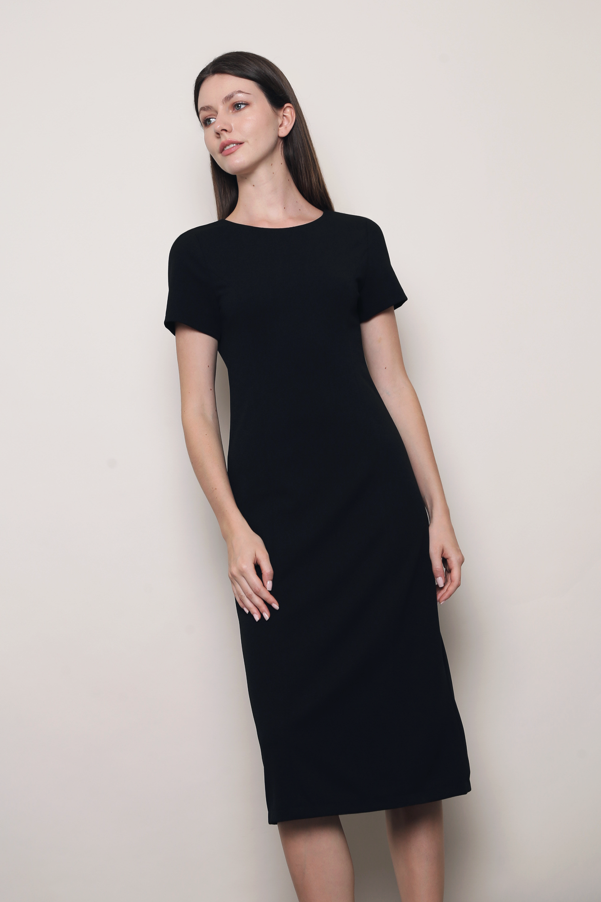 Sable Shift Midi Dress Black Hollyhoque Sable Shift Midi Dress Black Hollyhoque