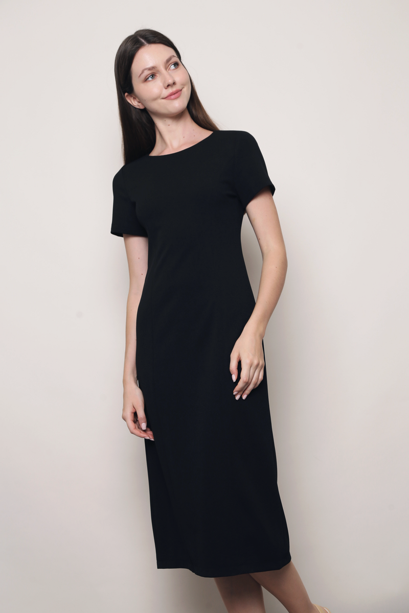 Sable Shift Midi Dress Black