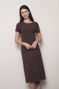 Sable Shift Midi Dress Brown