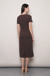 Sable Shift Midi Dress Brown