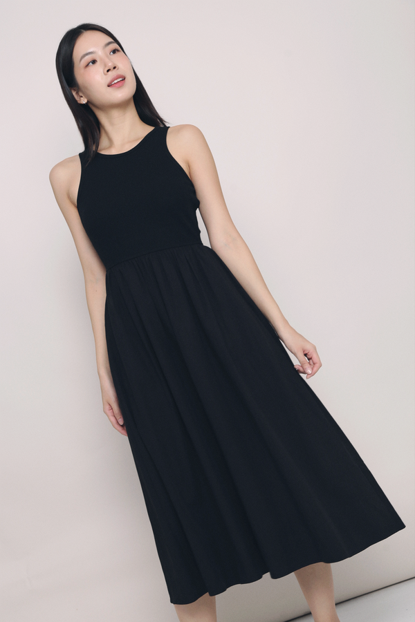 Saffron Racer Front Maxi Dress Black (Restock)