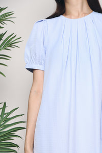 Alaia Pleat Textured Midi Dress Sky
