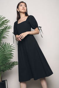 Liza Square Neck Midi Dress Black