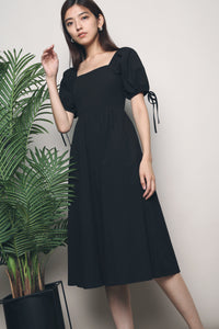 Liza Square Neck Midi Dress Black