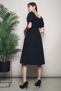 Liza Square Neck Midi Dress Black