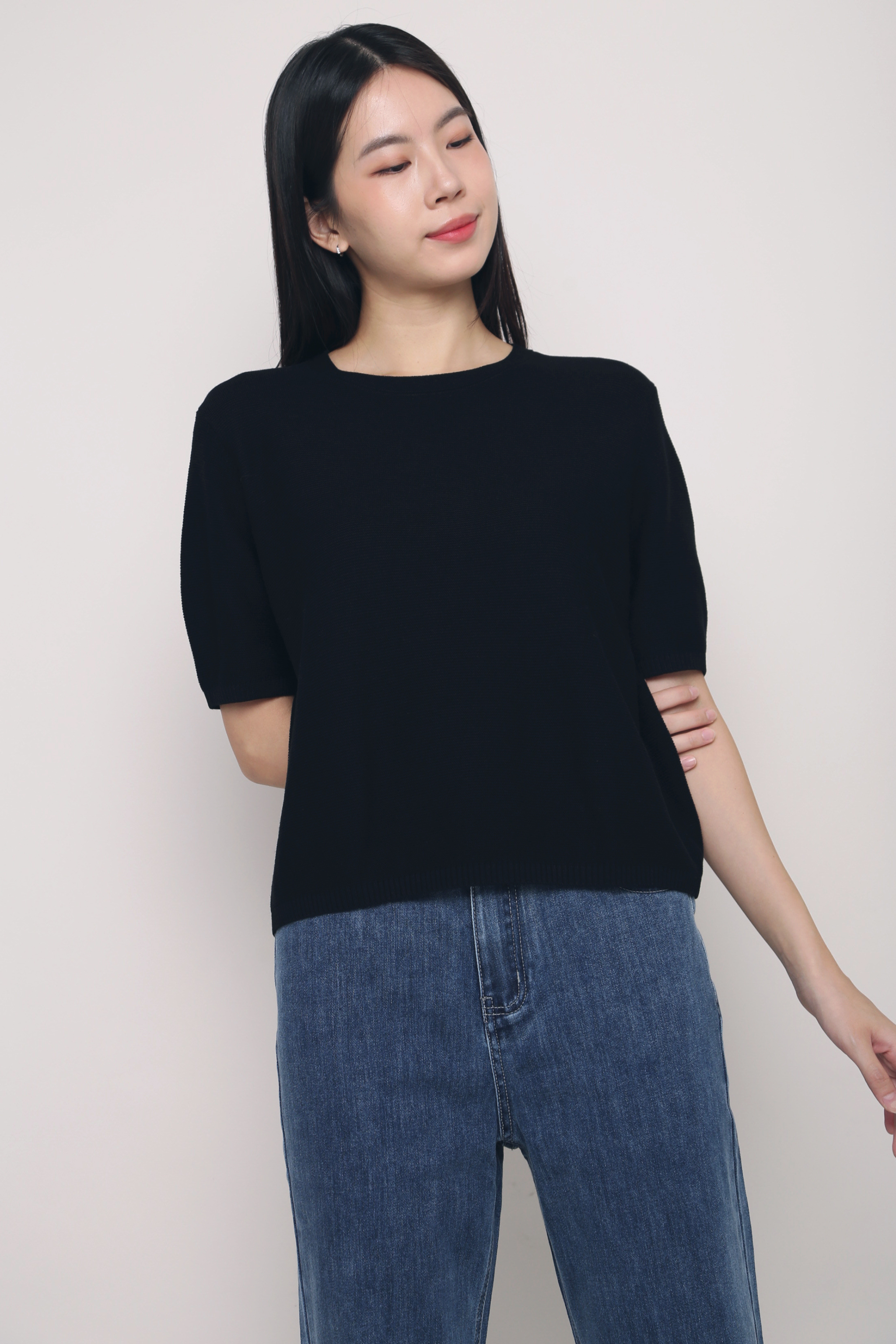 Seed Knit Blouse Black
