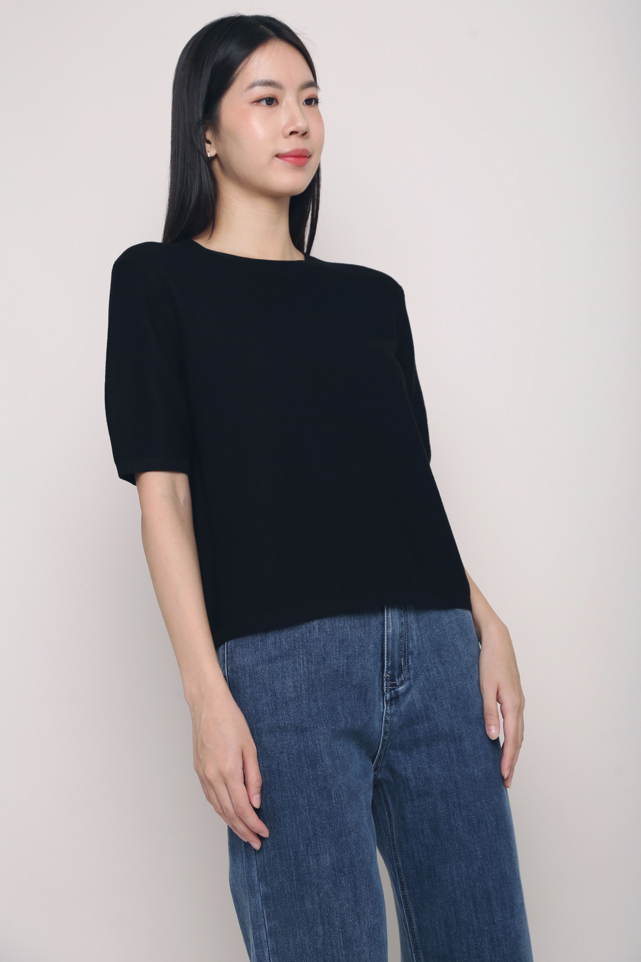 Seed Knit Blouse Black