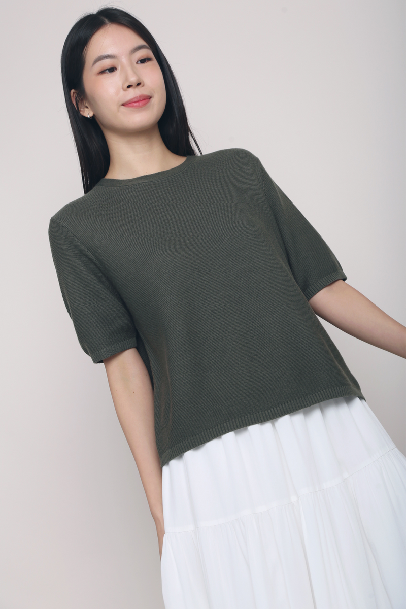 Seed Knit Blouse Olive (Backorder)