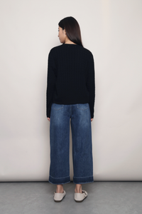 September Light Cable Knit Cardigan Black (Backorder)