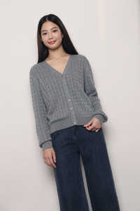 September Light Cable Knit Cardigan Grey (Backorder)