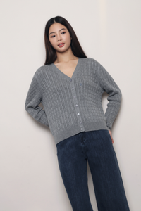 September Light Cable Knit Cardigan Grey (Backorder)