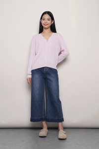 September Light Cable Knit Cardigan Powder Pink (Backorder)
