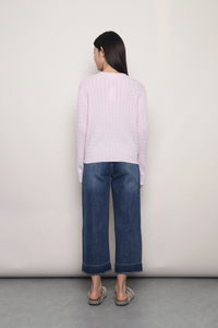 September Light Cable Knit Cardigan Powder Pink (Backorder)