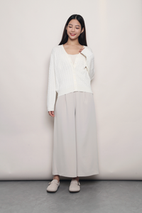 September Light Cable Knit Cardigan White (Backorder)