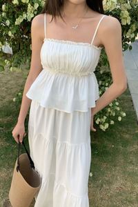 Seth Pleated Babydoll Top White