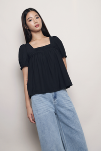 Simply Square Gathered Top Navy