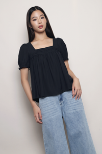 Simply Square Gathered Top Navy