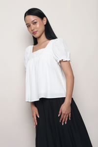 Simply Square Gathered Top White