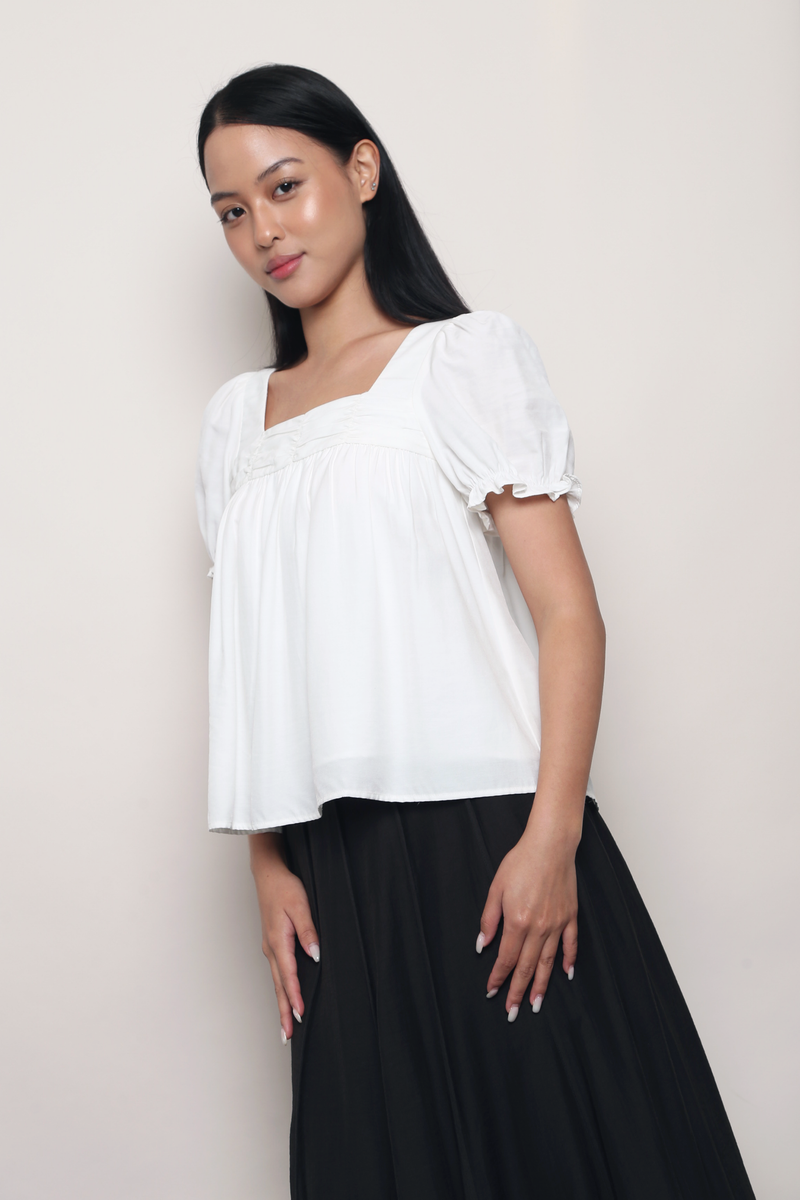 Simply Square Gathered Top White