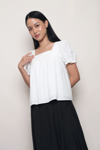 Simply Square Gathered Top White