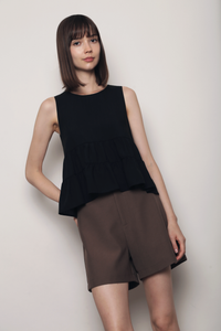 Slow Living Tiered Babydoll Top Black