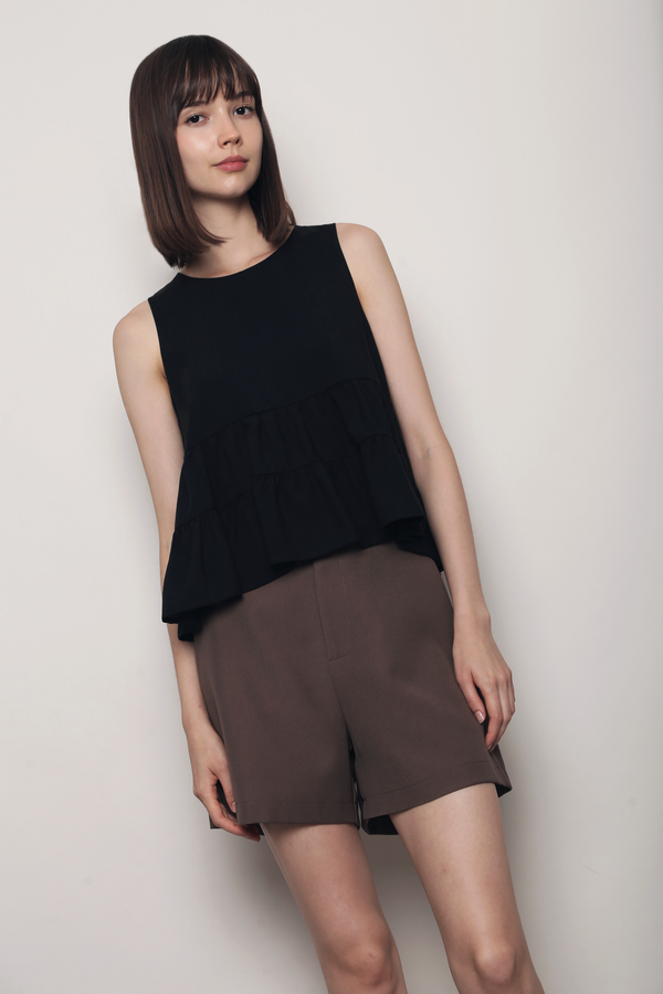 Slow Living Tiered Babydoll Top Black