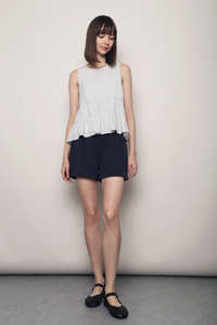 Slow Living Tiered Babydoll Top Ash Grey